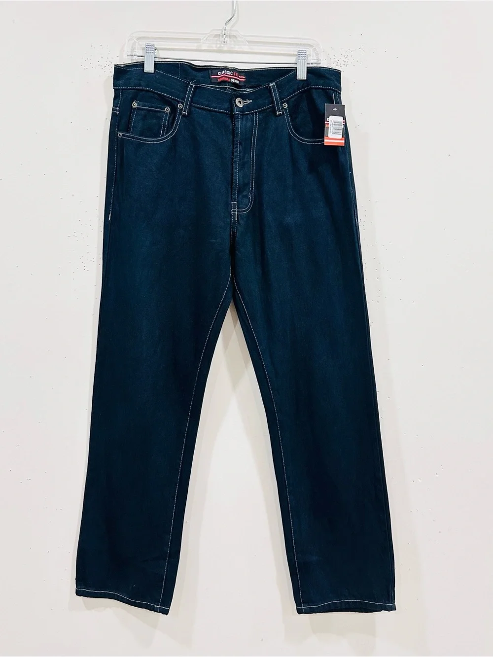 NWT Men's Classic Fit Original Denim Jeans Dark Wash Blue Size 34W